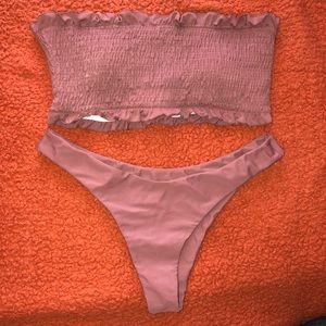 Ruched mauve bikini set